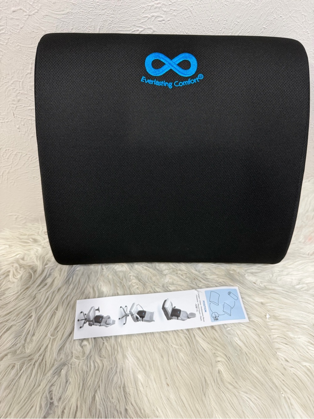 Black Lumbar Support Cushion - Ergonomic Back Pillow